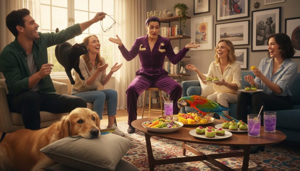 découvrez une comédie hilarante mêlant quiproquos animaliers, course effrénée à l'ego et dernières tendances culinaires. rires assurés au salon avec des histoires surprenantes et divertissantes !