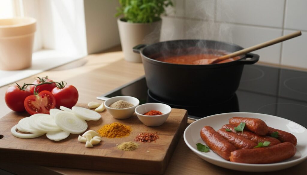découvrez comment préparer une sauce currywurst végétarienne simple et savoureuse, parfaite pour accompagner vos plats avec une touche épicée et gourmande.