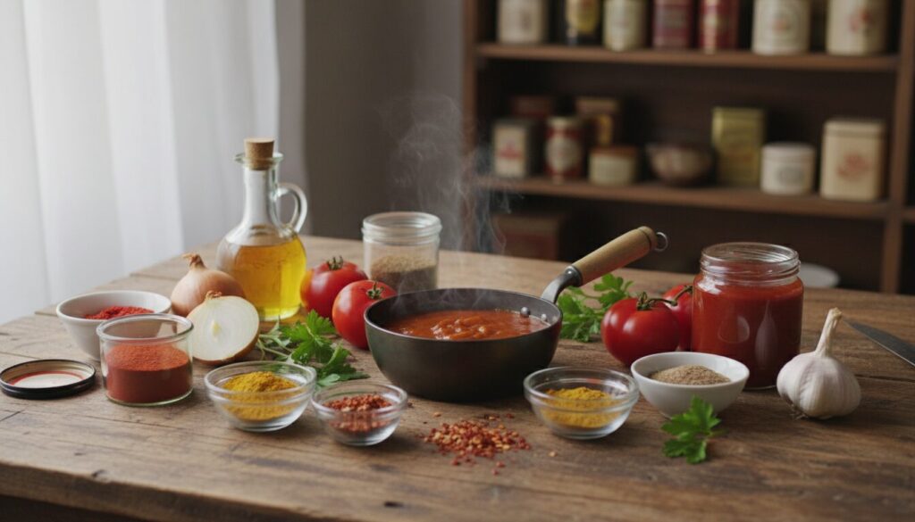 découvrez comment préparer une sauce currywurst maison savoureuse en utilisant un mélange d'épices traditionnel pour accompagner vos plats allemands préférés.