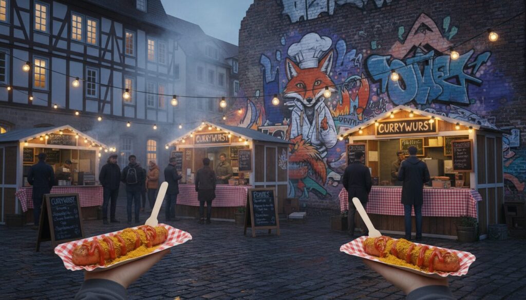 découvrez les adresses secrètes incontournables pour savourer une délicieuse currywurst à cologne, loin des sentiers battus.