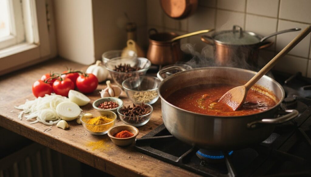 découvrez comment préparer une sauce currywurst traditionnelle maison avec un secret d'épices pour un goût authentique et savoureux.