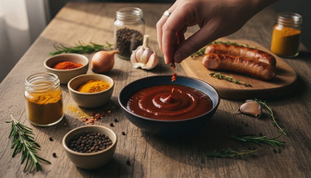 découvrez comment ajuster les épices pour créer une sauce currywurst parfaitement adaptée à vos goûts et sublimer chaque bouchée.