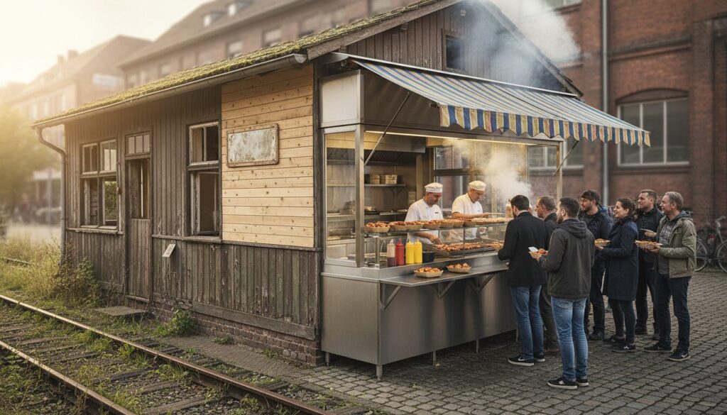 découvrez la transformation étonnante d'une ancienne cabine abandonnée en un arrêt gourmand dédié à la currywurst, alliant histoire ferroviaire et saveurs conviviales.