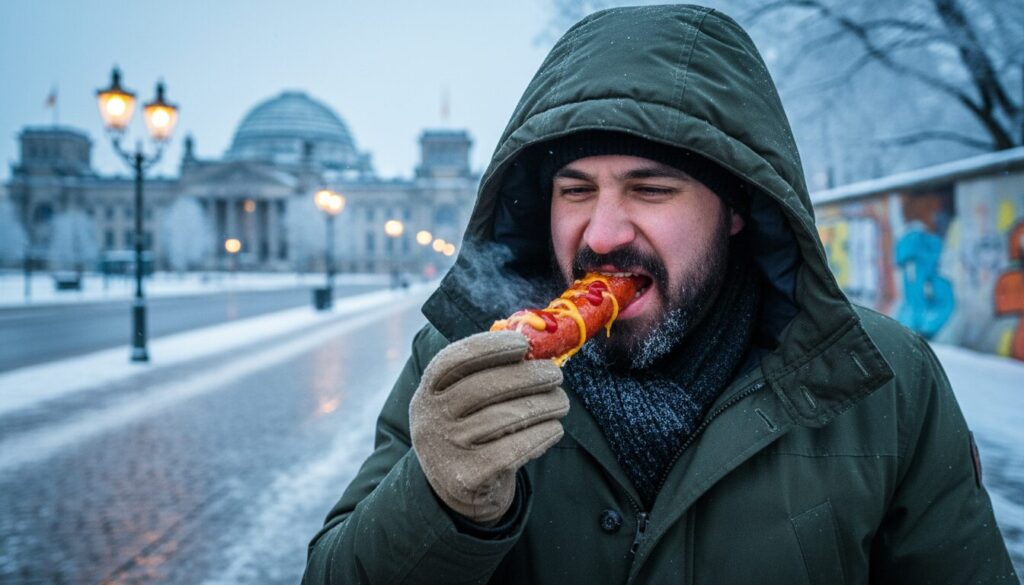 découvrez la saveur unique de la currywurst glaciale à berlin : un contraste étonnant entre le piquant brûlant et le froid glacial pour une expérience gustative inoubliable sous zéro degré.